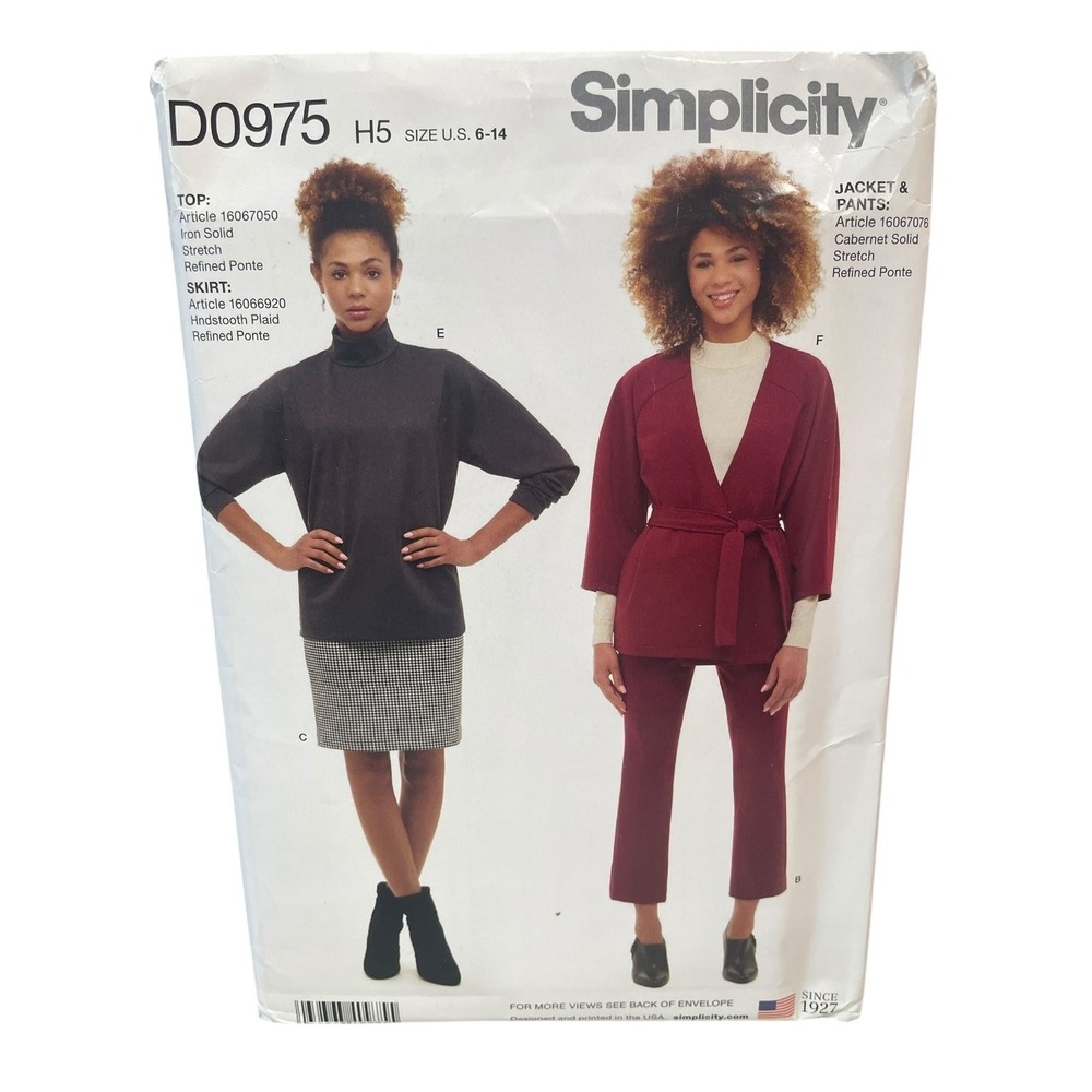 Simplicity D0975 Knit‎ Skirt Pants Top Jacket Pattern Size 6-14